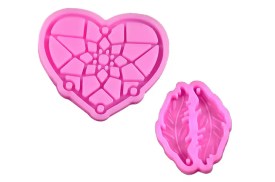 Molde silicona corazon con plumas